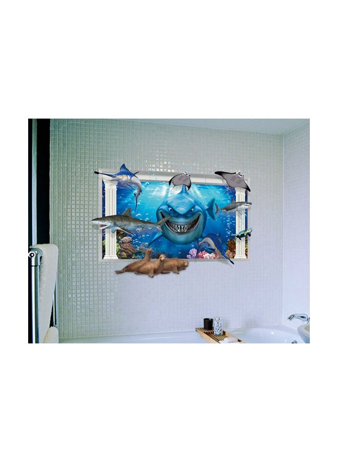 Fast Print - Sea Adventure The Deep Blue Sea Decorative Peel & Stick Wall Art Sticker Nursery Decor Decals(Shark) Multicolor 90x55cm - Image 1