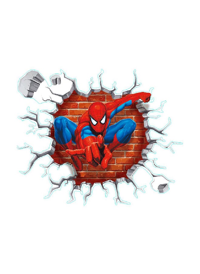 Fast Print Spiderman 3D Cracked Children Themed Art Boy Room Wall Sticker Multicolor 50x45cm - Image 1
