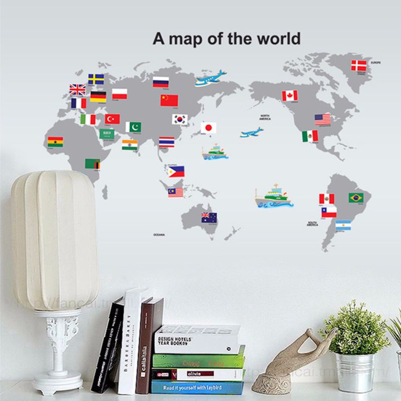 Fast Print The World Map Wall Sticker Multicolour 90x60cm - Image 2
