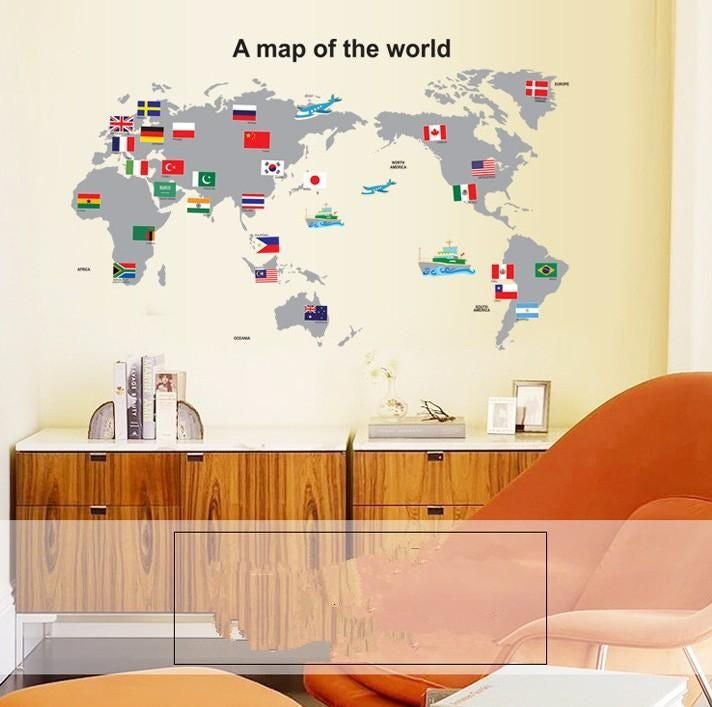 The World Map Wall Sticker Multicolour 90x60cm - v1609342951/N40735101A_3