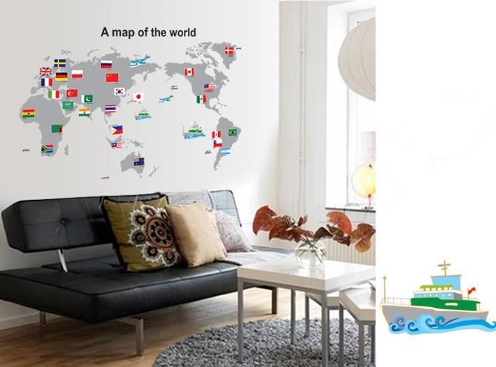Fast Print The World Map Wall Sticker Multicolour 90x60cm - Image 4