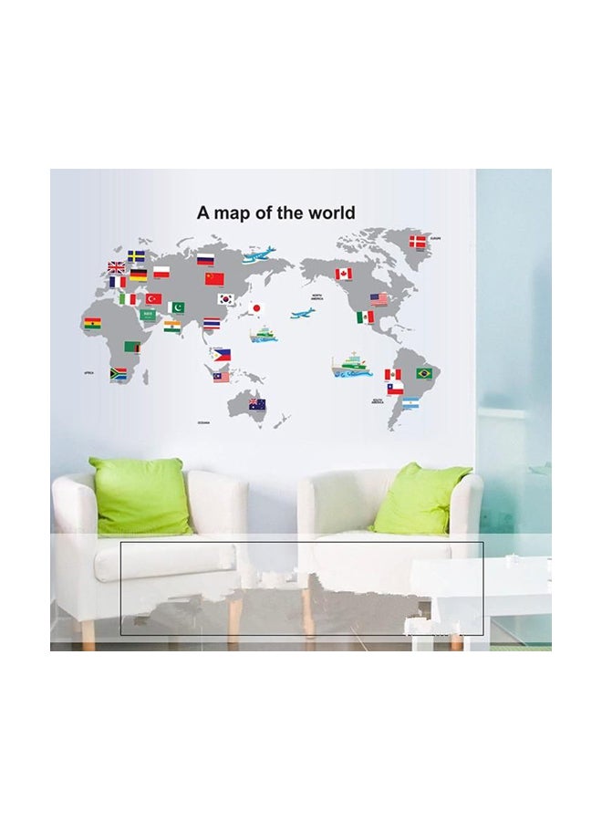 Fast Print The World Map Wall Sticker Multicolour 90x60cm - Image 1
