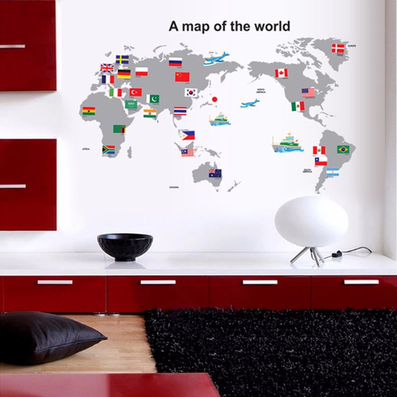 The World Map Wall Sticker Multicolour 90x60cm - v1609342952/N40735101A_5