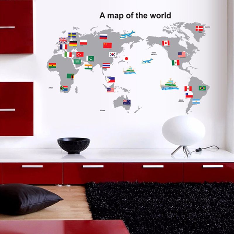 Fast Print The World Map Wall Sticker Multicolour 90x60cm - Image 5