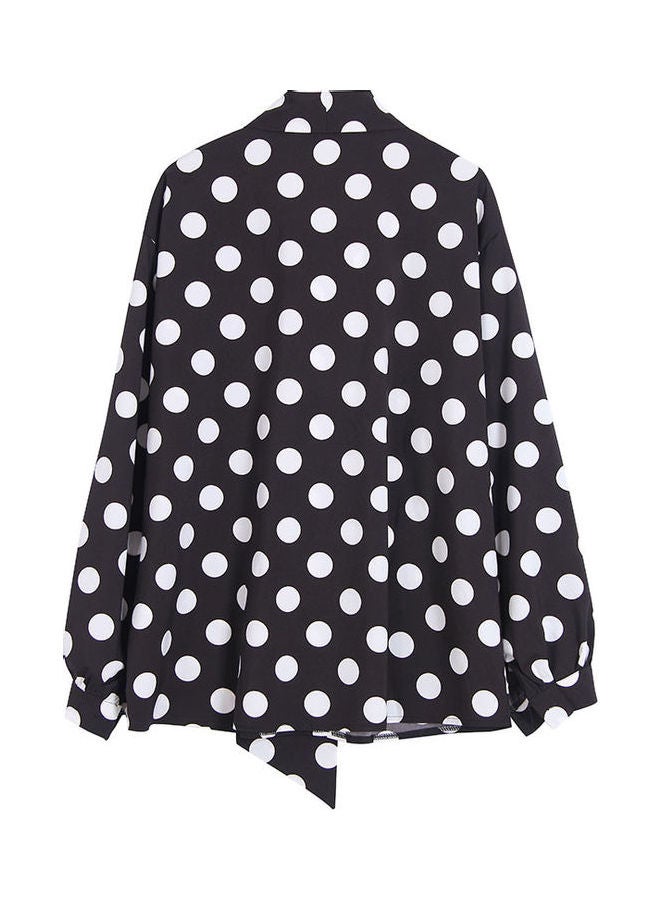 Tie Polka Dot Long Sleeve Shirt Black/White  - Image 2