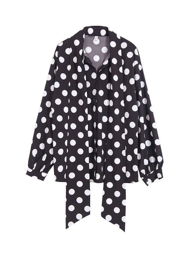 Tie Polka Dot Long Sleeve Shirt Black/White  - Image 3