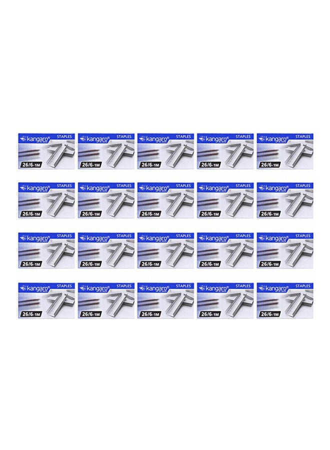 Kangaro 20-Piece 26/6-1M Staples Set Silver - Image 1