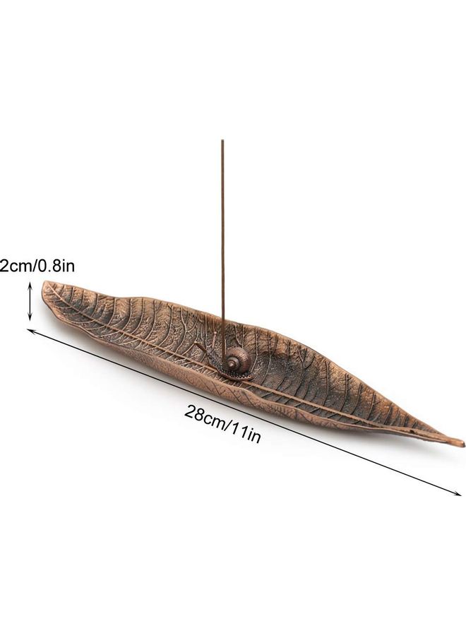 Metal Leaf Boat With Snail Incense Burner Brown 28cm  - Image 2