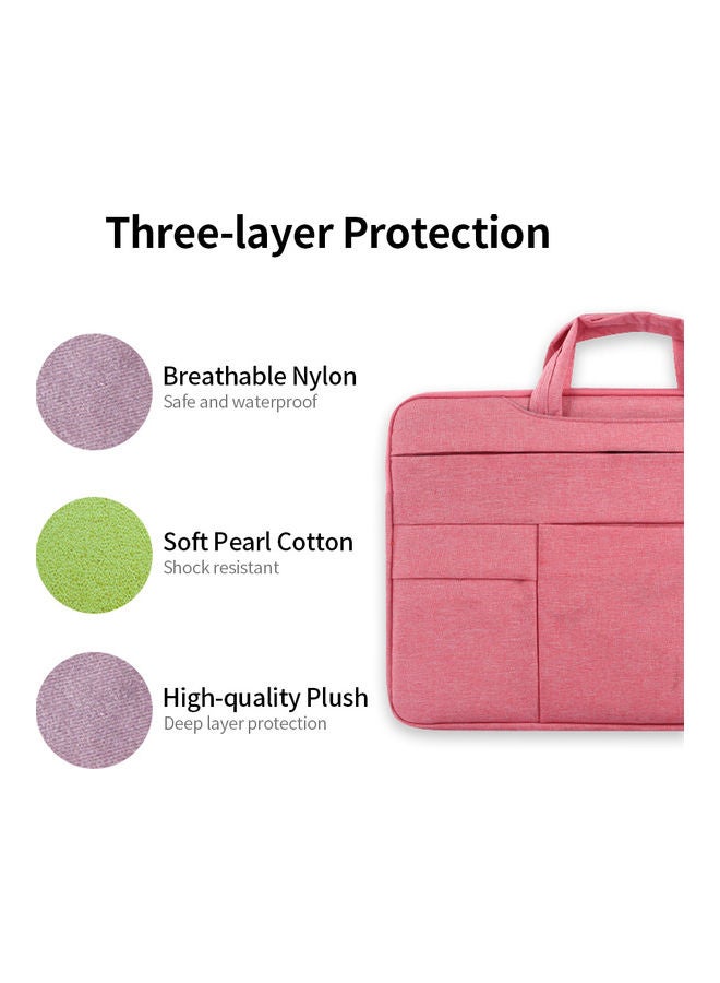 13.3 Inch Waterproof Nylon Laptop Briefcase Pink  - Image 2
