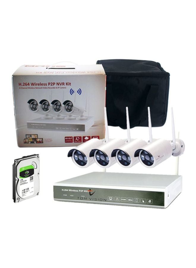 تومفيجن مجموعة كاميرات مراقبة أمنية P2P لاسلكية مكونة من 4 قنوات - Image 1