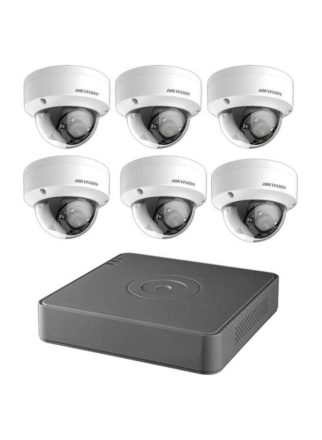 هيك فيجن مجموعة كاميرات تيربو على شكل قبة بدقة عالية الوضوح مزودة بمسجل فيديو رقمي، من 6 قطع - Image 1