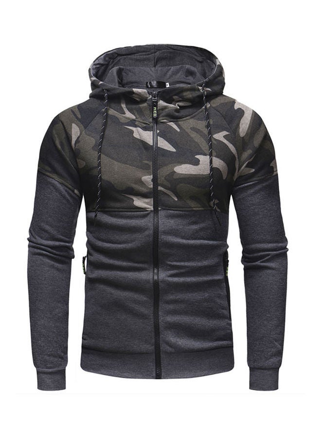 Camouflage Pattern Hoodie Dark Grey 