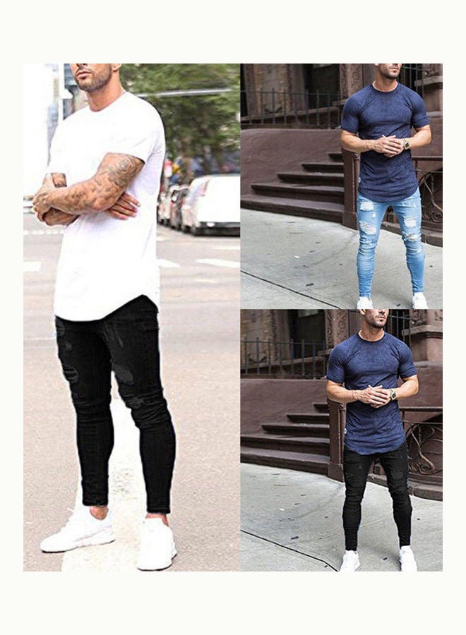 Generic Slim Fit Distressed Jeans Light Blue  - Image 2