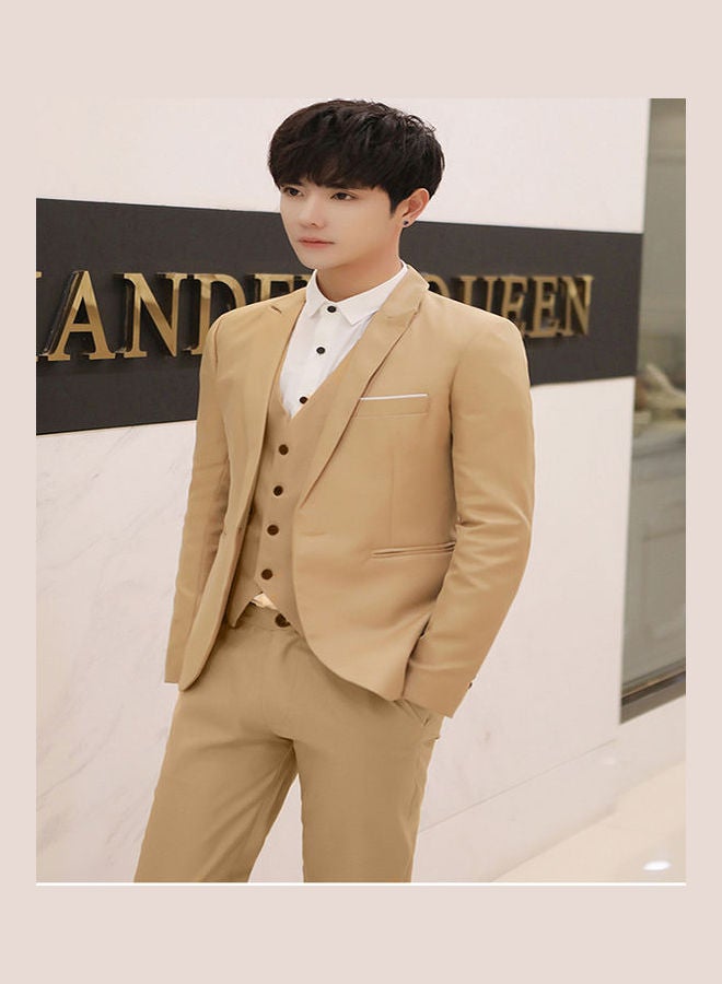 Casual Slim Suit Jacket Khaki  - Image 4