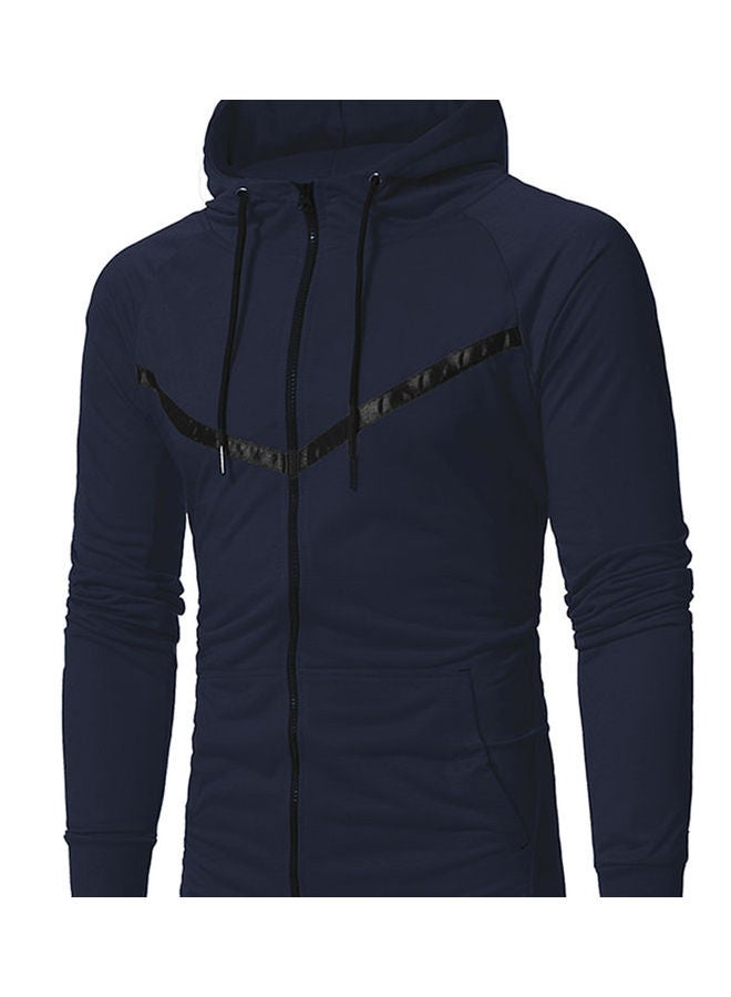 Drawstring Warm Zipper Jacket Navy  - Image 3