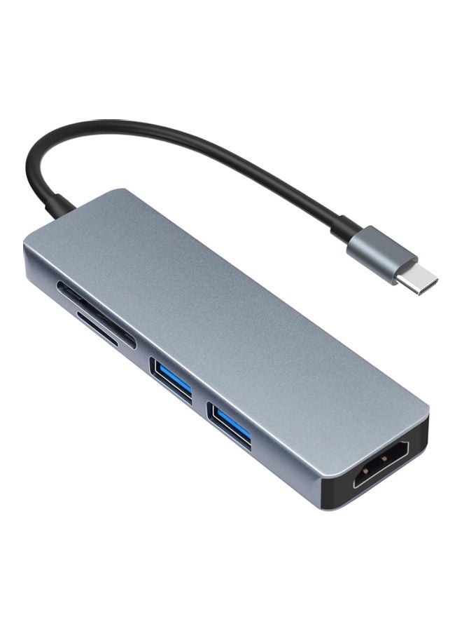 موزع منافذ USB Type C متعدد الوظائف 5 في 1 رمادي - Image 1