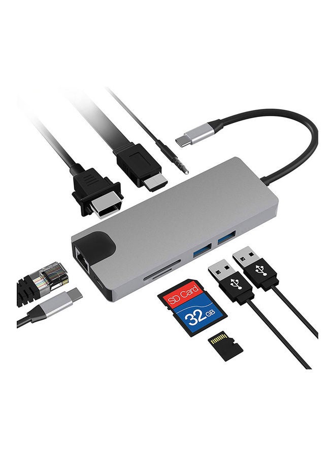 موزع منافذ 9 في 1 بمنفذ USB C. رمادي - Image 2