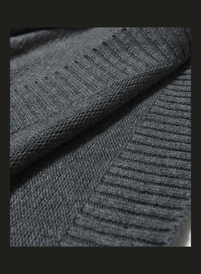 Crew Neck Knitted Sweater Grey/Red/White - Image 2