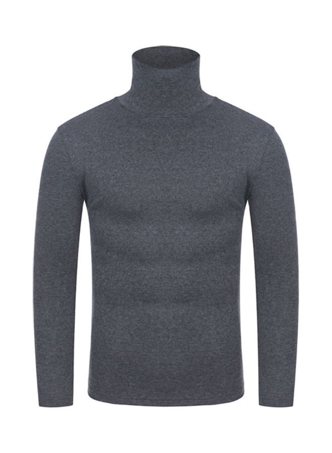 Long Sleeves Solid Pullover Dark Grey  - Image 1