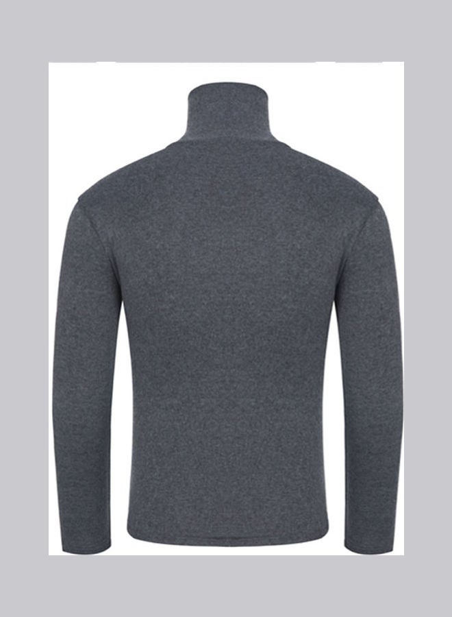 Long Sleeves Solid Pullover Dark Grey  - Image 2