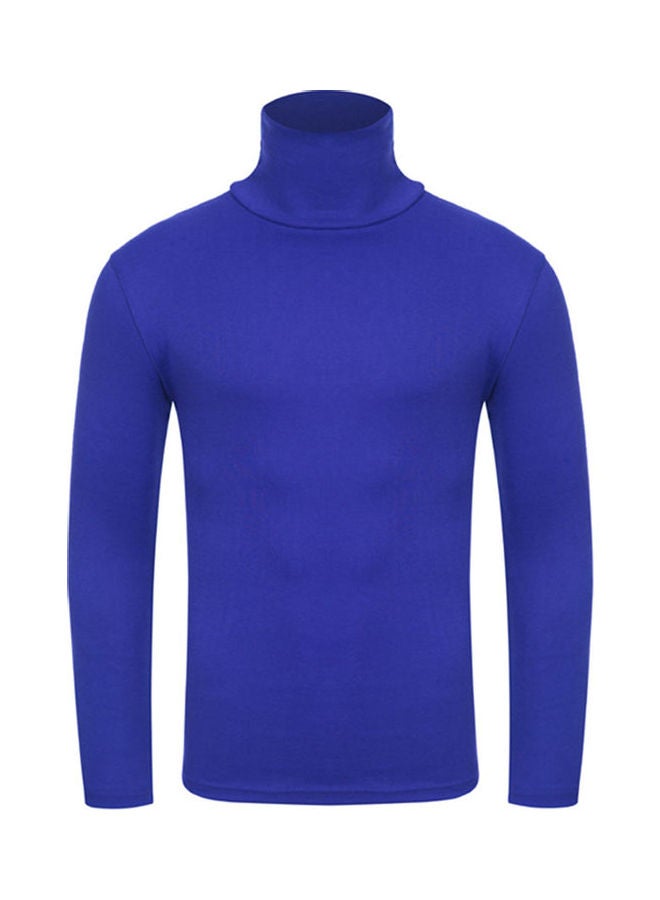 Long Sleeves Solid Pullover Royal Blue  - Image 1