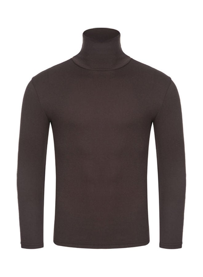 Generic Long Sleeves Solid Pullover Brown  - Image 1