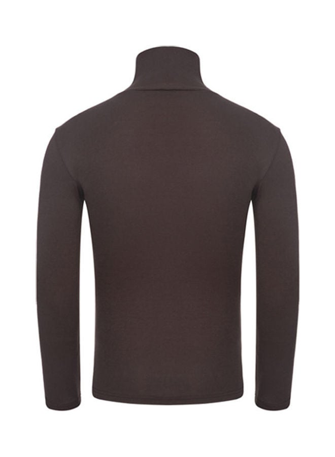 Generic Long Sleeves Solid Pullover Brown  - Image 2