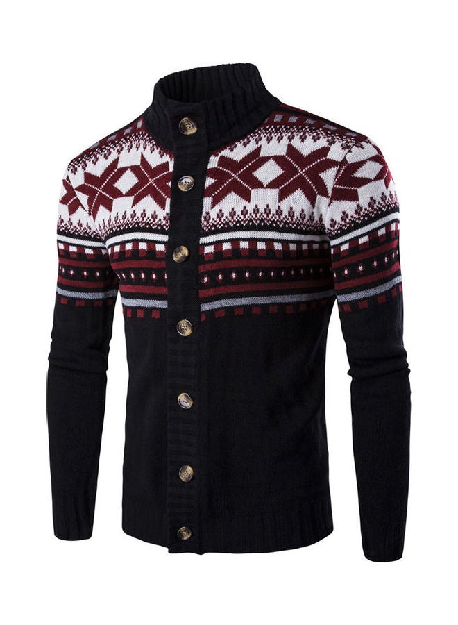 سترة مزودة بأزرار اسود/أبيض/زهري - Image 1