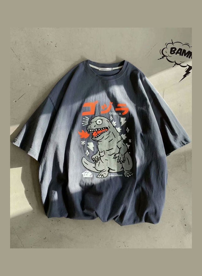 Cartoon Dinosaur Printed T-Shirt Blue  - Image 1