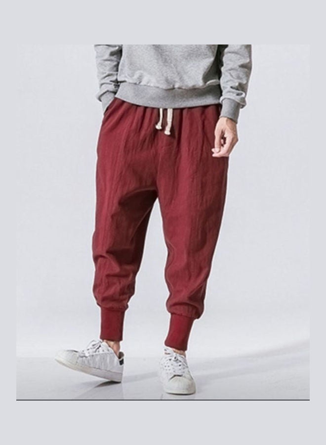 Solid Loose Fit Pants Red  - Image 1