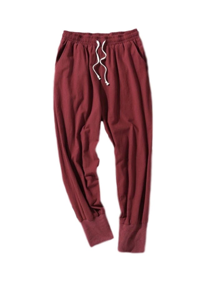 Solid Loose Fit Pants Red  - Image 2