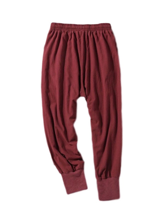 Solid Loose Fit Pants Red  - Image 3