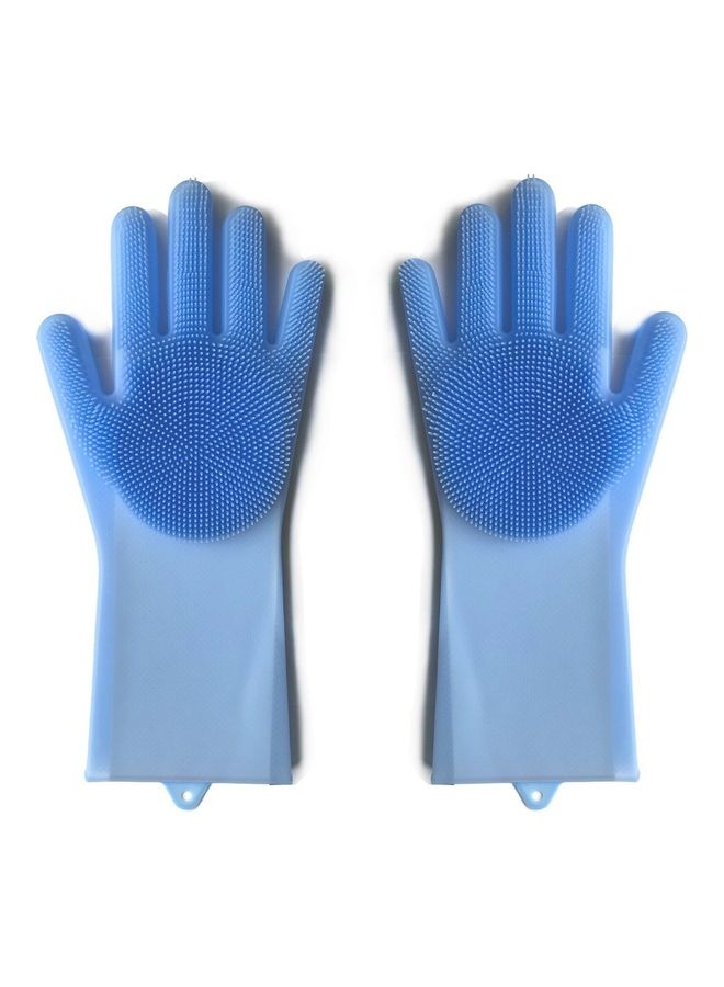 Pair Of Magic Silicone Gloves Transparent Blue 34.5x15.5x0.3cm