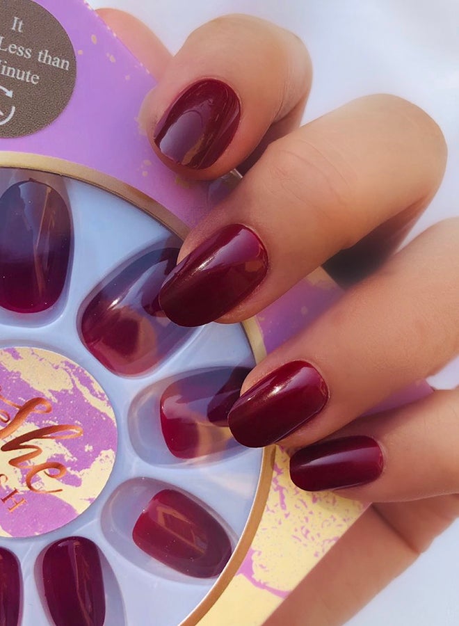 شي لاش أظافر صناعية موضع عليها اللاصق مسبقا كاندي مارون - Image 2