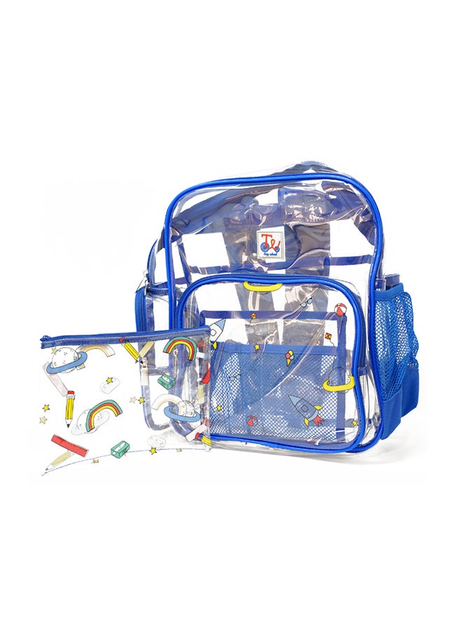 TINY WHEEL Backpack With Pencil Case Clear/Blue