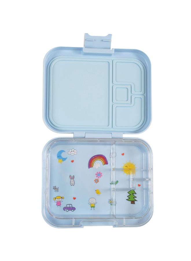 TINY WHEEL Bento Box Durable Leak Proof Lunchbox With 4 Compartments Blue 22x16x5.5cm - Image 2