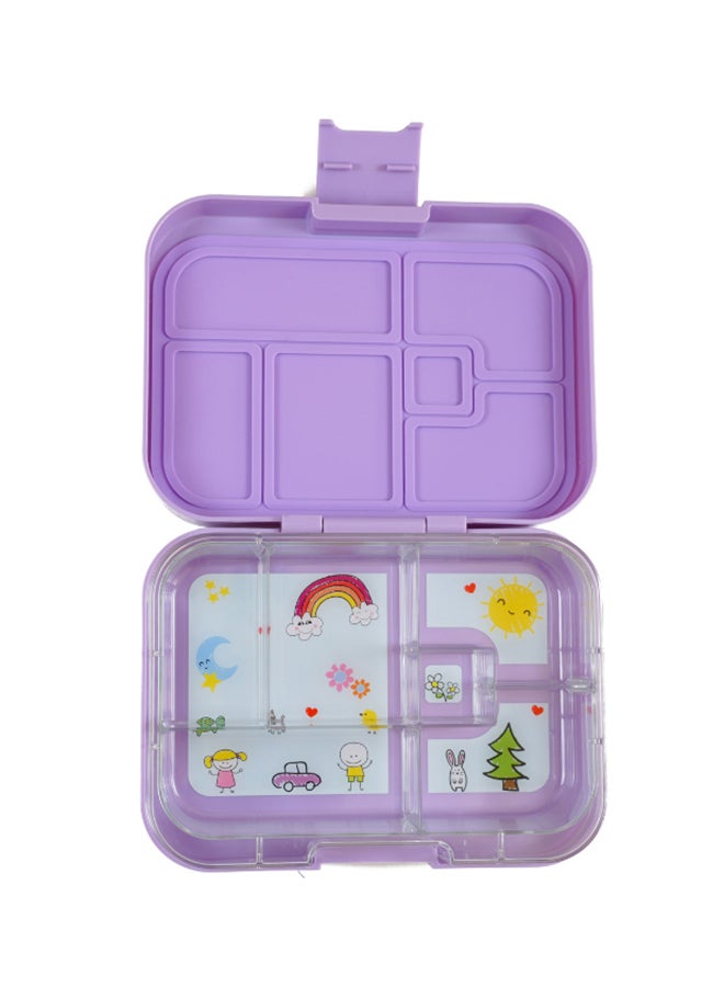 TINY WHEEL Bento Box Compact Durable Leak Proof Lunchbox With 6 Compartments Purple 22x16x5.5cm - Image 1