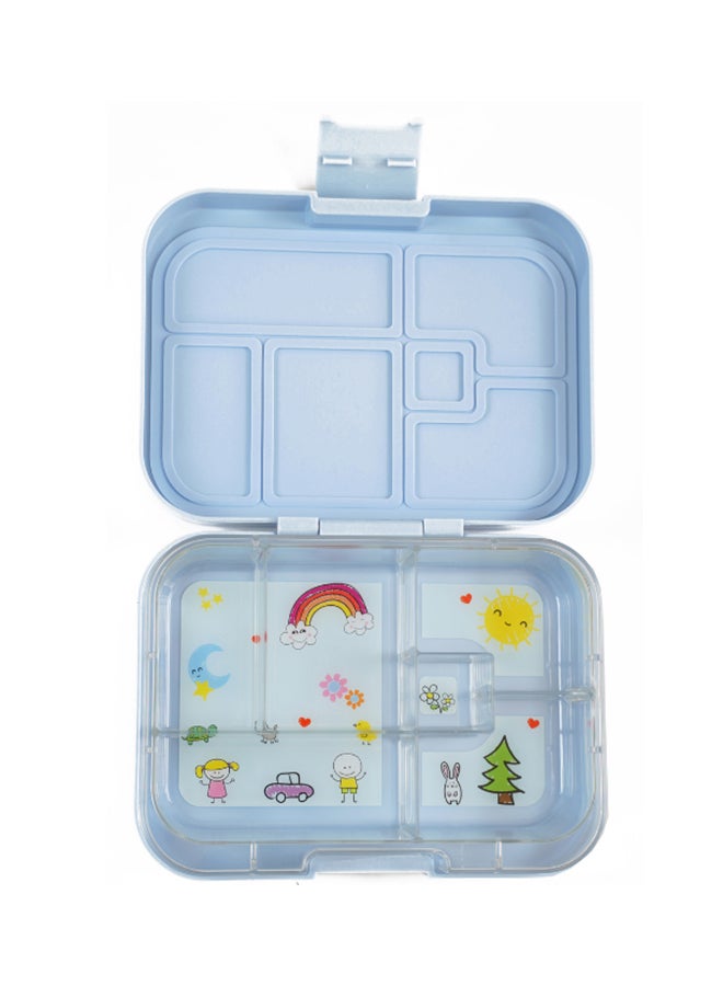 TINY WHEEL Bento Box Compact Durable Leak Proof Lunchbox With 6 Compartments Blue 22x16x5.5cm - Image 1