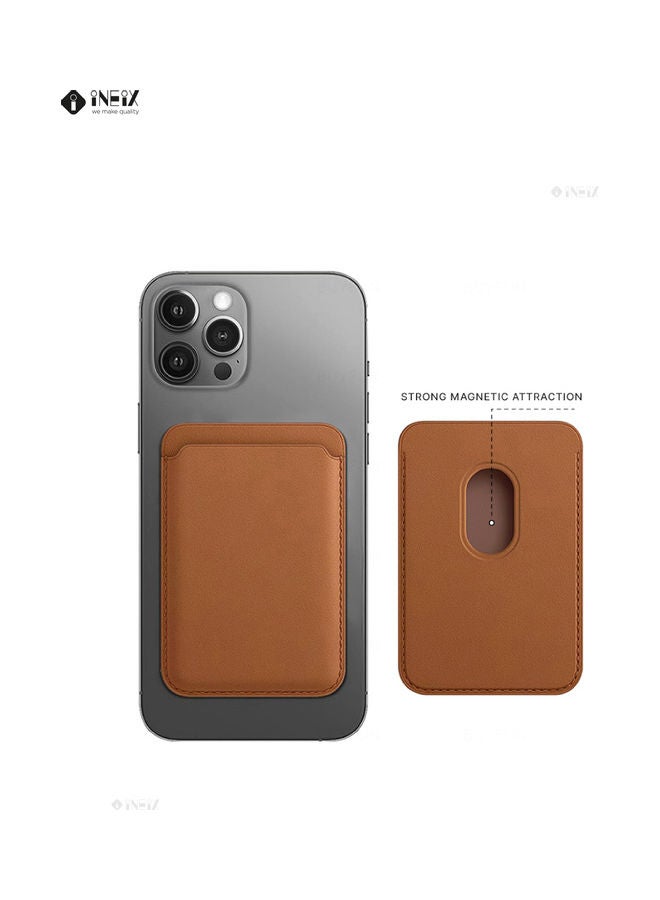 إينيكس حافظة بطاقات جلدية لهواتف أبل آيفون 12 ميني/12/12 برو/12 برو ماكس بني - Image 3