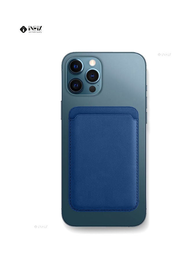 INEIX Leather Card Holder For Apple iPhone 12 mini/12/12 Pro/12 Pro Max Dark Blue - Image 1