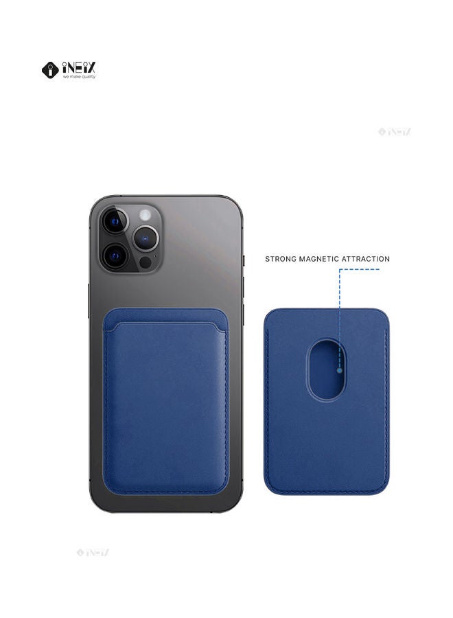 INEIX Leather Card Holder For Apple iPhone 12 mini/12/12 Pro/12 Pro Max Dark Blue - Image 3