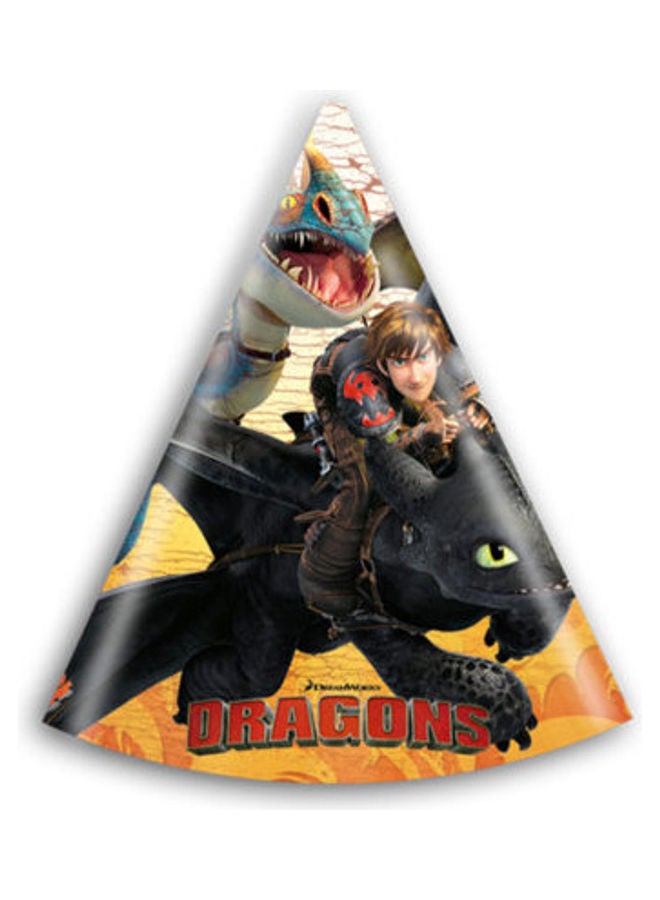 بروكوس مجموعة قبعات ورقية للحفلات بتصميم تنين من 6 قطع