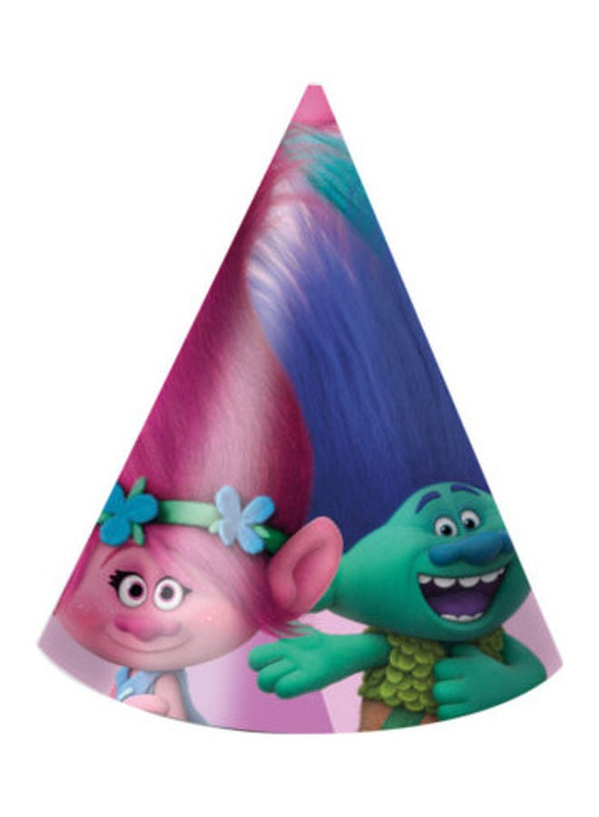 بروكوس قبعات ورقية للحفلات بتصميم Trolls من 6 قطع.