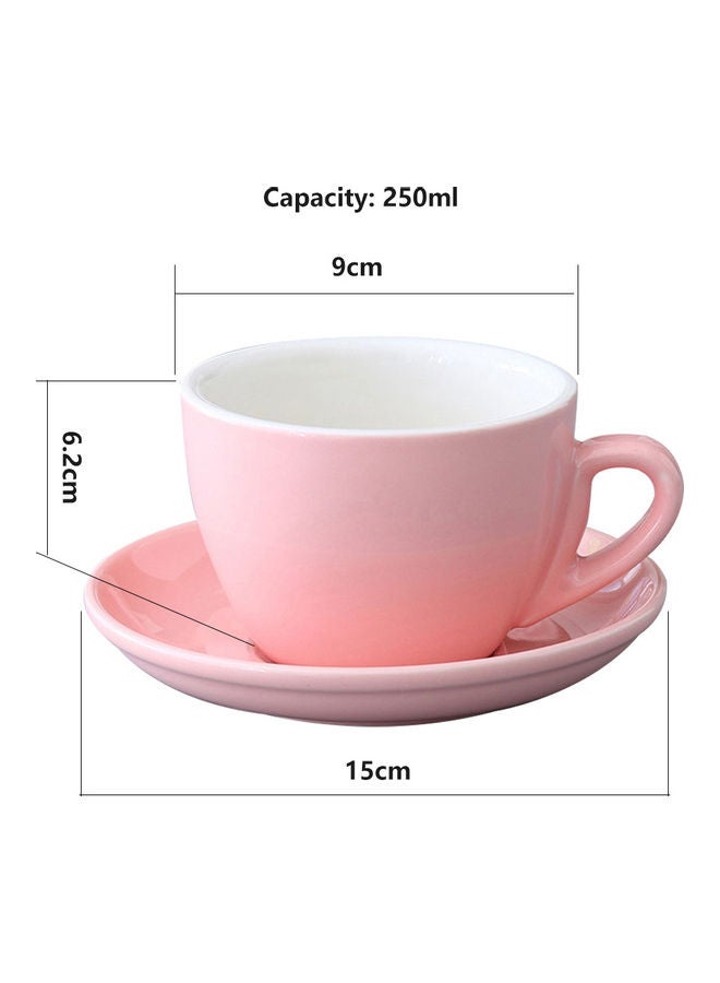 Ceramic Coffee Cup And Saucer Pink 250ml - Image 3