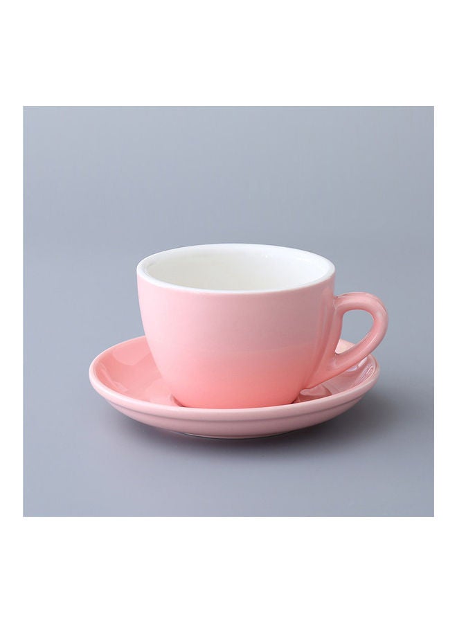 Ceramic Coffee Cup And Saucer Pink 250ml - Image 4