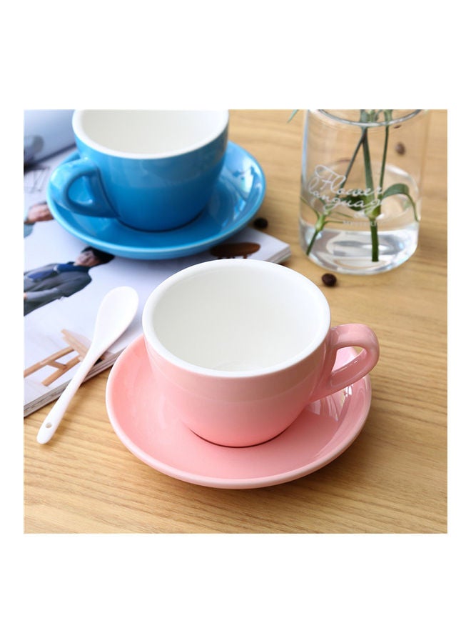 Ceramic Coffee Cup And Saucer Pink 250ml - Image 5