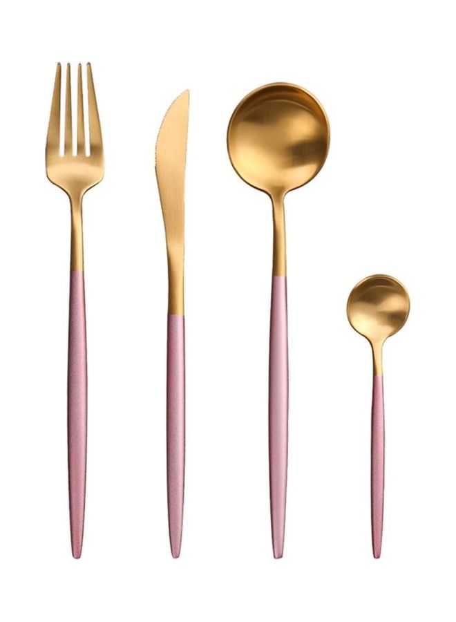 TD HOME 4-Piece Stainless Steel Cutlery Set Pink/Gold - Image 1