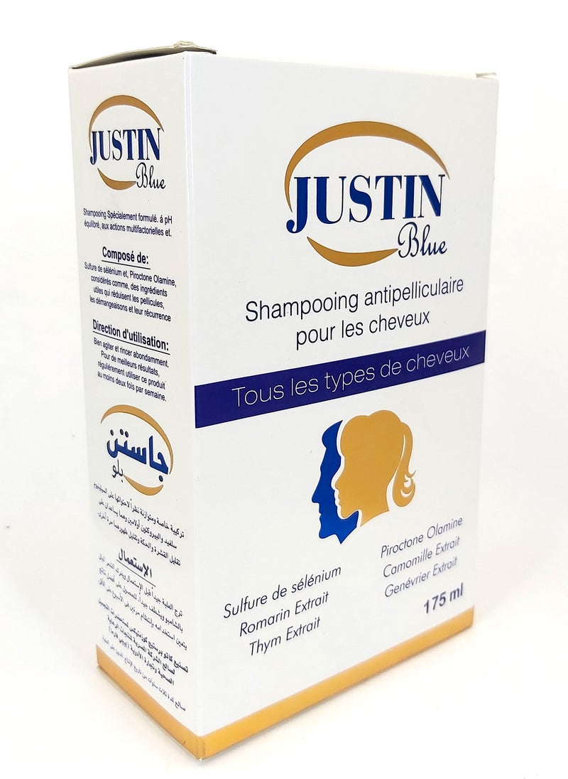 JUSTIN Blue - Anti Dandruff Hair Shampoo 175ml - Image 1