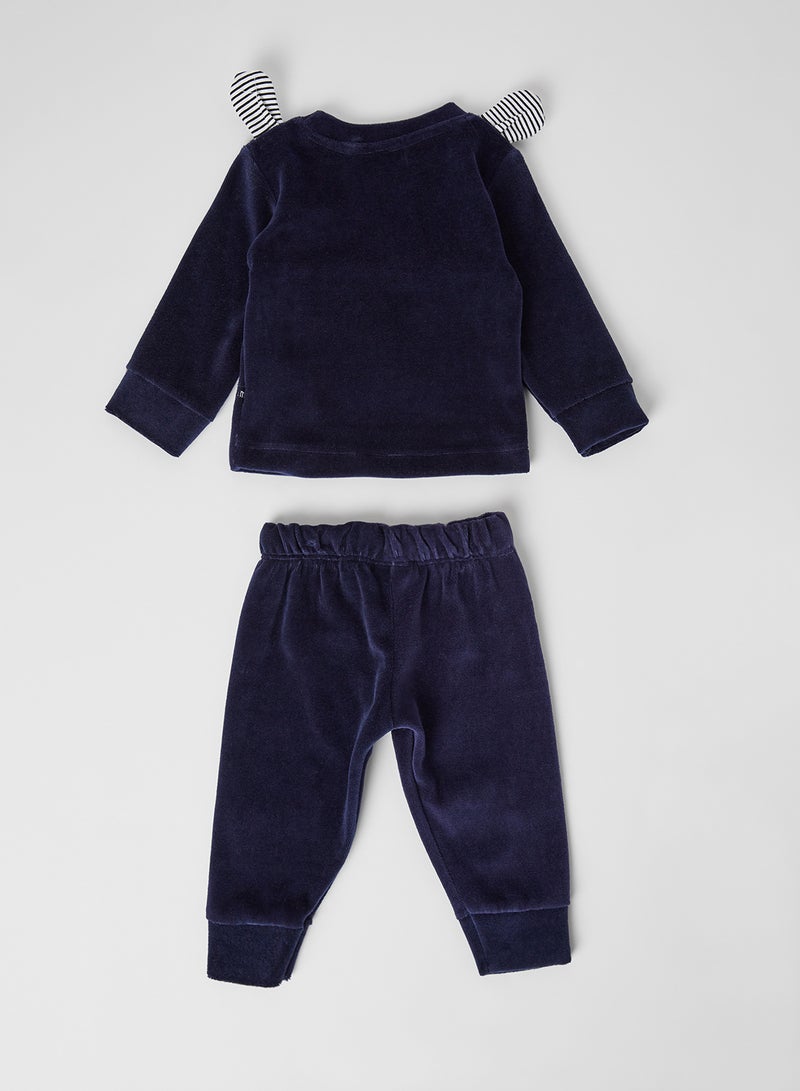 Moms Love Baby Boys Bear Face Pants Set Navy - Image 2