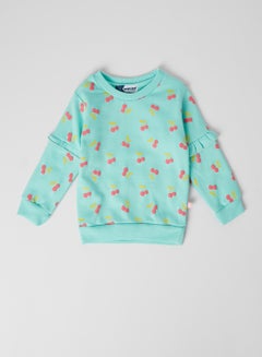 Moms Love Baby Cherry Print Sweatshirt S.Green  - Image 1